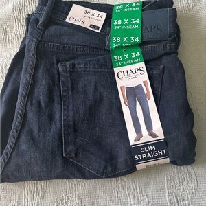Chaps Men's Slim Straight Dark Jeans 38 X 34